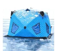 BESTXH Ice Fishing Tent with Floor, Insulated Tent, Portable Ice Shelter with Stove Jack, Waterproof Oxford Fabric, 4 Windows, Includes, Anchors, Ropes & Carry Bag,Blue,2 * 2 m