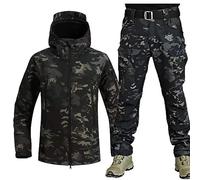 BESTXH Men Tactical Uniforms, Military Waterproof Army Combat Suit Sets, Camouflage Softshell Jacket Pants Hunt Clothes, Military Soft Shell Suits, Tactical Jacket and Pant,07,L
