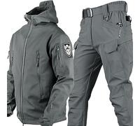 BESTXH Men Tactical Uniforms, Military Waterproof Army Combat Suit Sets, Camouflage Softshell Jacket Pants Hunt Clothes, Military Soft Shell Suits, Tactical Jacket and Pant,02,XL