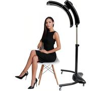 BESTXH Orbiting Infrared Hair Dryer, Adjusting Angle Styling Perming Dryer with Swivel Caster Rolling Base, Freestanding Salon Hair Dryer with Temperature & Time Control,Black