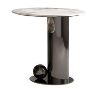 BESTXH Stone Coffee Table, Contemporary Nesting Abstract Coffee Table, Modern End Side with Metal Base, Marble Round Living Room Center Cocktail,Black,50CM