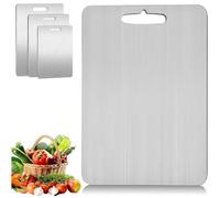 BESTXH Titanium Cutting Board, 100% Pure Titanium Cutting Boards, Stainless Steel Cutting Board, Double Sided Medical-Grade Titanium Cutting Mat, for Home Kitchen Outdoor,Square,29 * 20cm