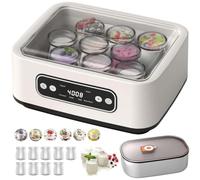 BESTXH White, Yogurt Maker with Temperature Control, Automatic Yogurt Maker Machine, with 9 glass Jars and 1.6L Stainless Steel Inner Pot, for Home Organic Yogurt, Natto and Rice Wine