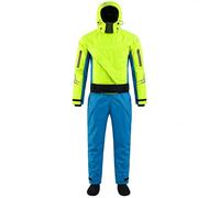 BESTXH Women's Hooded Kayaking Drysuit, 3-Layer Waterproof Breathable One-Piece Dry Suit with Front Zip, Latex Neck & Wrist Seals for Kayaking, Sailing, Paddling,Green,M
