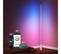 BESTY HOME Smart LED Floor Lamp Dimmable Standing Lamp with Remote Control Modern Thin 3 Color Temperatures Standing Lamp for Reading, Living Rooms, Bedroom and Offices (White - RGB, 150 CM)