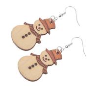BESTYASH 1 Pair Christmas Wooden Snowman Earrings Handmade Holiday Jewelry for Women Minimalist Dangle Design for Festive Celebrations Unique Christmas Present