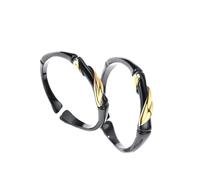 BESTYASH 1 Pair Couple Rings Open Finger Decorative Bamboo Design Black Adjustable Band for Valentine'S Day Jewelry