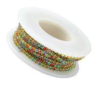 BESTYASH 1 Roll DIY Rhinestone Chain Decorative Sewing Chain Multipurpose Brass Rhinestone Trim for Decorating Bottle and Cross Stitch Crafts