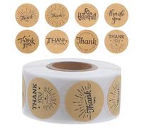 BESTYASH 1 Roll Thank You Labels Stickers Kraft Paper Packaging Stickers 500 Pieces Stylish Decoration Accessories Easy Peel for Small Business Packaging