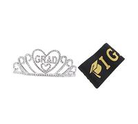 BESTYASH 1 set Graduation Sash and Crown Set Premium Satin and Alloy Headdress for Graduation Parties Photography Props and Celebrations for Loved Ones