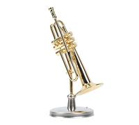 BESTYASH 1 Set Simulation Trumpet Model Copper Miniature Musical Instrument Decor with Case Base for Music Lovers Decorative Ornament for Home and Office