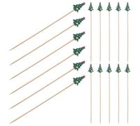 BESTYASH 100pcs Cocktail Picks with Festive Gingerbread Design Natural Bamboo Skewers for Drinks Fruit and Appetizers Disposable Sustainable Party Sticks for Holiday Bars and Celebrations