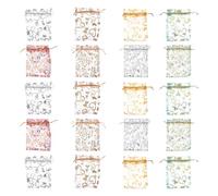 BESTYASH 100pcs Heart Organza Drawstring Bag, Love Print Organza Pouch, Sheer Gift Pouch for Sweets, Small Objects, Wedding Favours Random Color