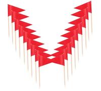 BESTYASH 100pcs Red Mini Toothpick Food Flags with Picks Solid Triangle Cupcake Toppers for Buffet Cheese Markers Party Desserts Wedding and Birthday Decorations