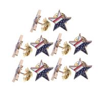 BESTYASH 10pcs American Flag Brooch Pin Alloy Five Pointed Star Lapel Pins Lightweight Patriotic Accessories for Independence Day Parties Parades Women Men Celebration
