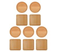 BESTYASH 10pcs Bamboo Drink Coasters Deep Groove for Mosaic Craft, and Square Decorative Tray Set for Coffee Table and Plant Pot Use in Kitchen and Office