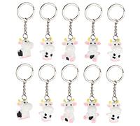 BESTYASH 10pcs Cow Pattern Key Rings Cartoon Dairy Cow Keychains for Car Bag and Luggage Accessories Cute Pendant for Parties Birthdays and Holidays