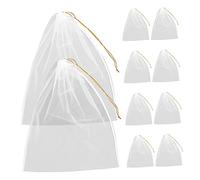 BESTYASH 10pcs Food Grade Nylon Mesh Filter Bags for Honey and Wine Straining Reusable Fine Filtering Cloth with Wide Opening and Tie Straps Beekeeping and Brewing Filter Tool for Juice Tea
