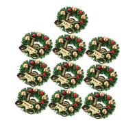 BESTYASH 10pcs Mini Christmas Hanging Wreaths with Bows and Bells Tiny Indoor Xmas Decorations for Dollhouses Fairy Gardens and Tree Ornaments Festive Winter Decor