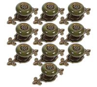 BESTYASH 10pcs Vintage Green Pumpkin Cabinet Knob, Single Hole Zinc Alloy | Boho Ethnic Style, Glass Pattern Petal Detail, for Dresser Drawers and Furniture Makeover