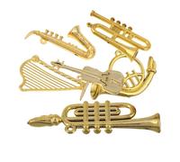 BESTYASH 12Pcs Gold Miniature Musical Instrument Ornaments Includes Cello Saxophone Trombone DIY Dollhouse Decor for Christmas Tree and Holiday Decorations Creative Gift for Music Lovers
