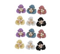 BESTYASH 12pcs Pearl Flower Nail Charms Elegant Manicure Decorations for DIY Nail Art Black Purple White Grey Blue Yellow and Dusty for Weddings Parties and Daily Use