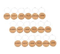 BESTYASH 18pcs Reusable Wine Glass Markers DIY English Letters, Synthetic Material Drink Identification Rings, Easy-to-use Design, Khaki Colour, for Family Gatherings and Parties