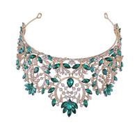 BESTYASH 1pc Baroque Style Rhinestone Wedding Crown for Brides Luxurious Alloy Headpiece Vintage Green Design for Photography and Special Occasions Stunning Bridal Accessories
