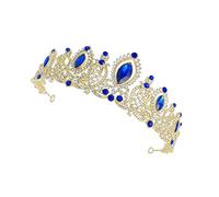 BESTYASH 1pc Crystal Crown Tiara Non Wedding Hair Accessories Fancy Adult Party Queens Ladies Pageant Royal Crowns Headdress Women Quinceanera Tiaras Decorations Bride Blue Rhinestone