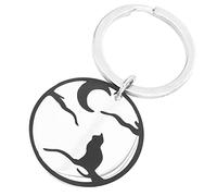 BESTYASH 1pc Moon Cat Keychain Stainless Steel Key Pendant for Bags and Car Keys Durable and Creative for for Halloween and Valentine Day