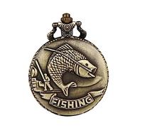 BESTYASH 1Pc Vintage Relief Carp Pocket Watch Lightweight Design for Creative Embossed Pattern Durable Quartz Movement for Fishing Enthusiasts
