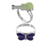 BESTYASH 2 Pcs Children's Mood Rings Adjustable Cartoon Finger Rings for Girls Halloween Costume Party