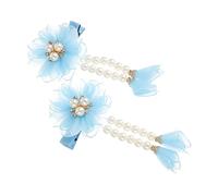 BESTYASH 2 Pcs Delicate Flower Pearl Tassel Hairpin Hair Accessories for Year Birthdays Photography and Special Occasions Premium Quality Cloth Material Handmade Design