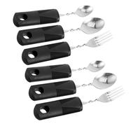 BESTYASH 2 Sets Anti-Shaking Weighted Utensils for Elderly with Large Soft Handles Portable Adaptive Spoon and Fork for Disabled Arthritis Neurological Patients Easy Grip Stainless Steel