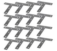 BESTYASH 20 Pcs Black Flat T Brace Brackets Cold Rolled Steel Furniture Fasteners Corner Joints Mending Plates for Shelves Cabinets