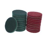 BESTYASH 20PCS Reusable Abrasive Scouring Pads for Kitchen Bathroom Office Cleaning Self-adhesive Red and Green Disc Pads Multipurpose Cleaning for Drill Brush Attachment