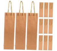 BESTYASH 24pcs Heavy Duty Kraft Paper Wine Bottle Bags with Strong Handles Reusable Brown Tote for Weddings Parties Birthdays Housewarming and Retail Packaging