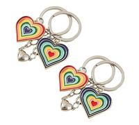 BESTYASH 2pairs Heart Keychain Clip for Couples Girlfriend Gifts Couples Keyring Rhinestone Matching Keychains for Lovers