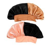BESTYASH 2pcs Adjustable Elastic Bonnet for Sleeping Stylish Color Blocked Design Breathable Cap for Curly Hair Braids for Women Comfortable Headwear for Chemotherapy Treatments