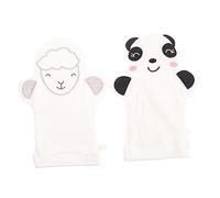 BESTYASH 2pcs Baby Bath Gloves Exfoliating Shower Mitts Large Cartoon Animal Design White Panda White Sheep Soft Scrubbing Mittens for Newborn Bathing Essentials
