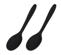 BESTYASH 2pcs Black Silicone Cooking Spoons Set, Non-Stick and Easy to Clean Kitchen Utensils, for Soup, Salad, and Everyday Cooking Tasks