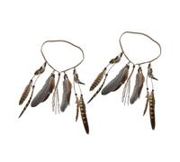 BESTYASH 2pcs Boho Plume Headband for Women Handmade Ethnic Hair Accessory for Parties Festivals and Costumes Unique Tassel Design Bohemian Hairbands