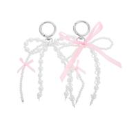 BESTYASH 2pcs Bowknot Keychain Accessories with Faux Pearls Stylish Key Decoration for Car Keys Backpacks and Purses Cute Pendant for Bag Charm