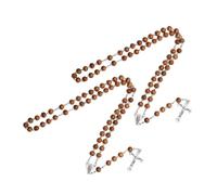 BESTYASH 2pcs Christian Long Chain Beaded Necklace with Cross Pendant Versatile Amulet Jewelry for Men and Women for Christmas and Faith Sharing