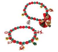 BESTYASH 2pcs Christmas Pet Collar with Bell and Santa Charm for Puppies and Kittens, Festive Holiday Spirit Accessory Made of Fabric and Metal, Gentle Jingle Sound for Christmas Season