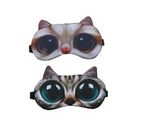 BESTYASH 2Pcs Cotton Eye Mask Breathable Sleeping Blindfolds with Cat Designs Dark Grey Blusher Cat Eye Patches for Comfortable Rest for Insomnia and Relaxation