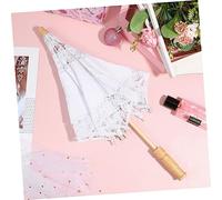 BESTYASH 2pcs Cotton Umbrella Wedding Bridal Lace Embroidered Photo Prop for Bride Ceremony Decor