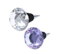 BESTYASH 2Pcs Crystal Wine Bottle Stoppers with Seal Reusable Beverage Bottle Sealers Assorted Transparent and Purple Colors Oxygen Barrier for Longer Wine Freshness