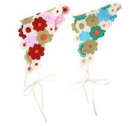 BESTYASH 2pcs Cute Hair Bandana for Women Knitted Headscarf Flower Design Hair Accessories for Girls