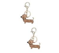 BESTYASH 2pcs Dachshund Men UK Keychain Car Keyring Dog Dad Keyring Zinc Alloy Keychain Plating Crystal Rhinestones